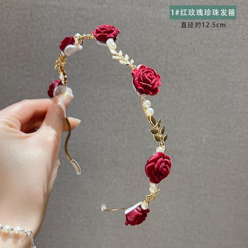 [DRES00113] HAIR ACCESSORY (red rose pearl)