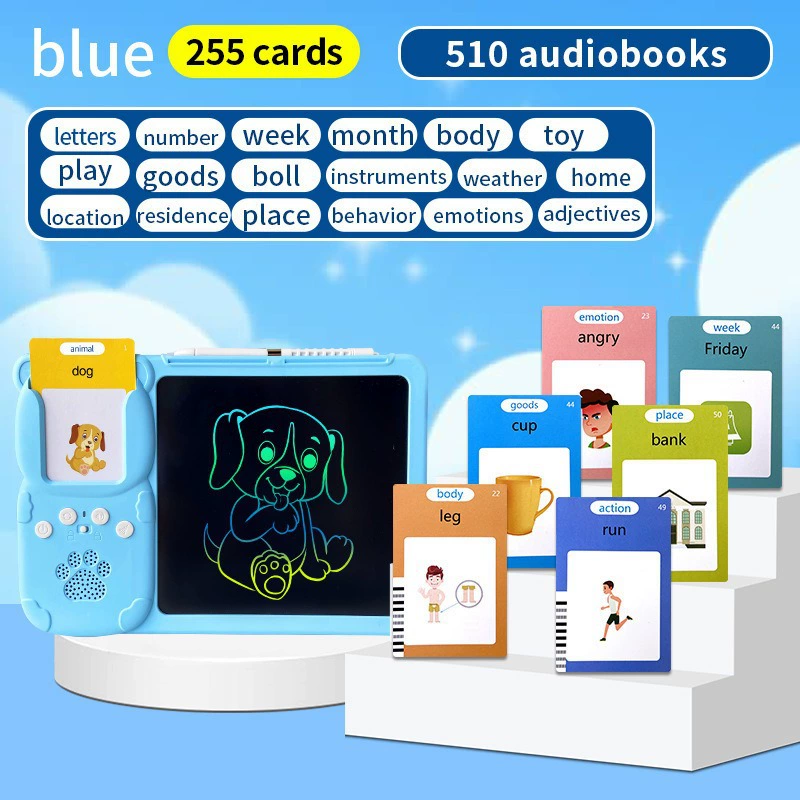 [TOYS00037] Talking Flash Cards in English+Arabic (BLUE)