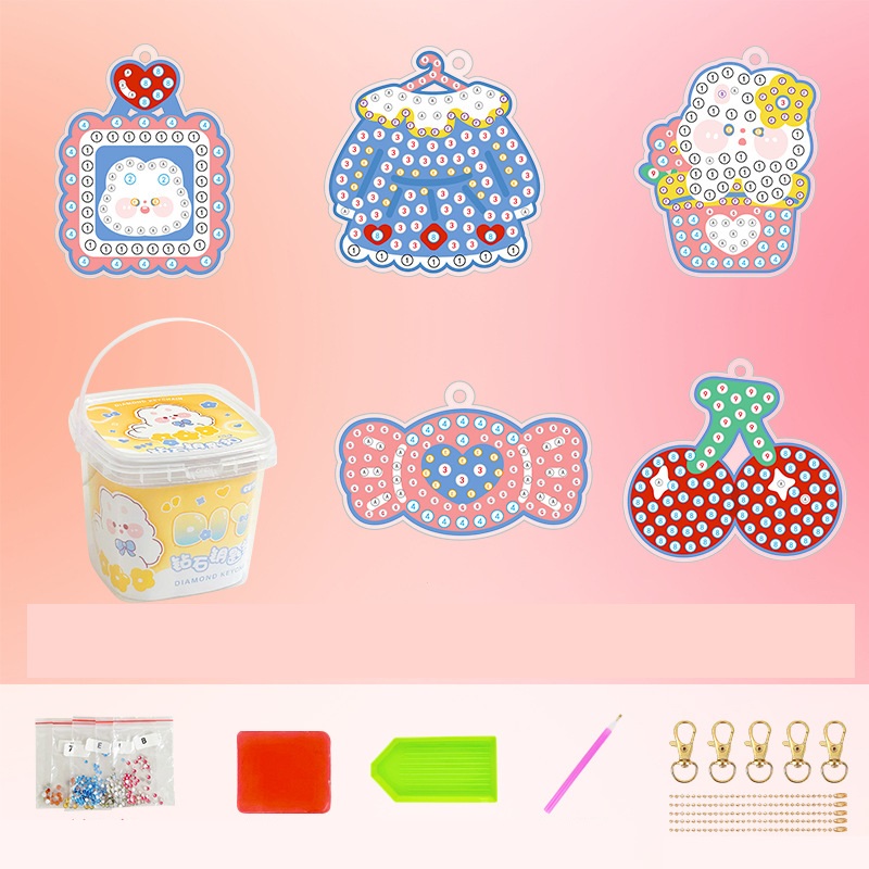 [TOYS00027] ألعاب تعليمية تصنيع يدوي على شكل سلسلة مفاتيح ماسية لاصقة (أرنب أصفر)